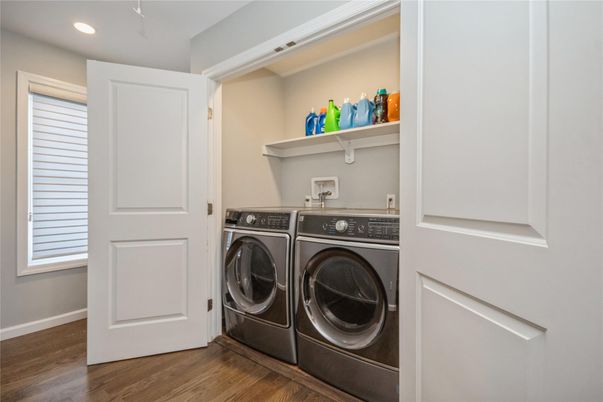Interior, Recessed Lighting, Utility Closets, Washer, Wood Texture Flooring