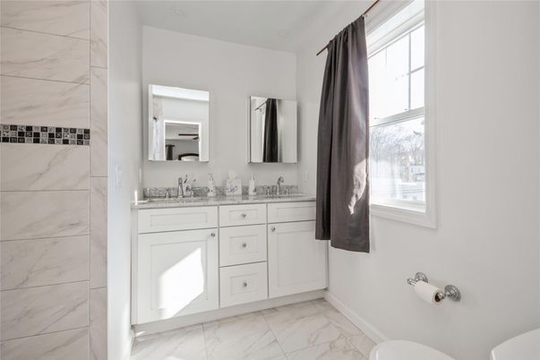 Bathroom, Dual Sink Vanities, Interior, Marble, Marble Walls