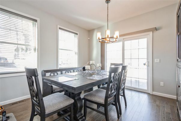 Chandelier, Dining room, Interior, Pendant Lights, Wood Texture Flooring