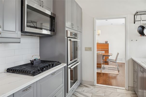 Interior, Kitchen, Marble, Stainless Steel Appliances, Wood Texture Flooring