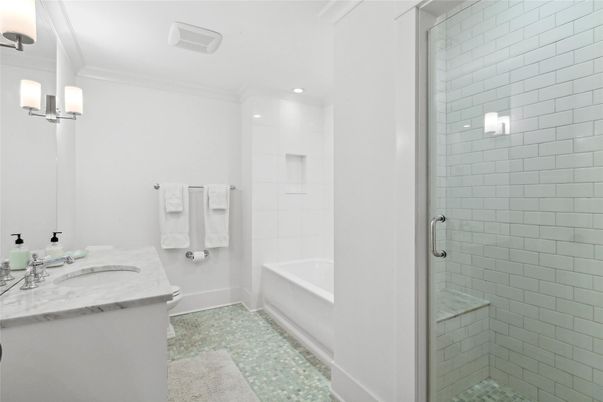 Bathroom, Glass Shower, Interior, Recessed Lighting