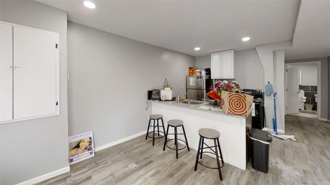 Interior, Kitchen, Recessed Lighting, Wood Texture Flooring