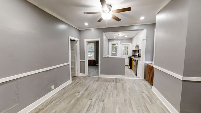 Interior, Kitchen, Recessed Lighting, Wood Texture Flooring
