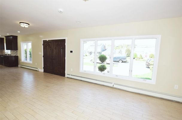 Empty room, Interior, Kitchen, Recessed Lighting, Wood Texture Flooring