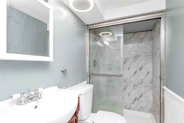Bathroom, Glass Shower, Interior, Marble Walls