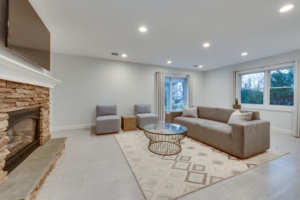 Fireplace, Interior, Living room, Recessed Lighting