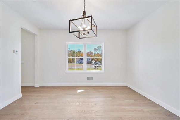 Empty room, Interior, Pendant Lights, Wood Texture Flooring