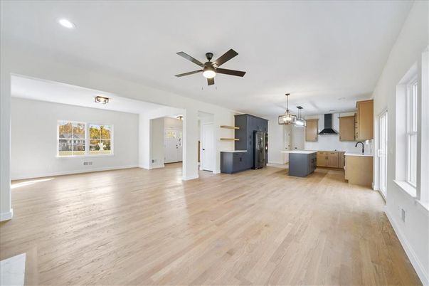 Interior, Kitchen, Pendant Lights, Recessed Lighting, Wood Texture Flooring