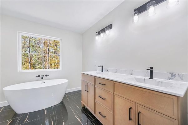 Bathroom, Dual Sink Vanities, Free Standing Baths, Interior, Marble