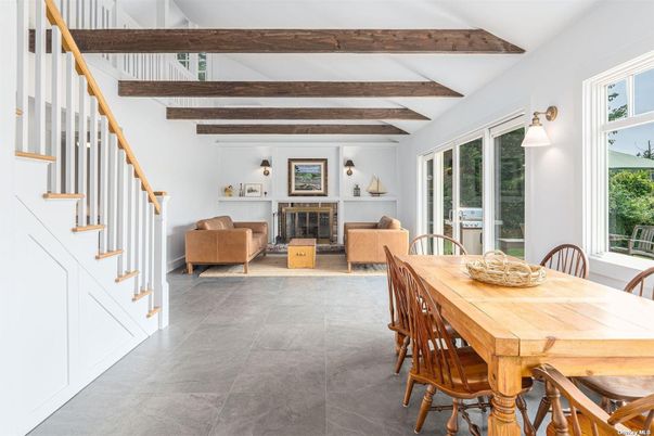 Dining room, Fireplace, Interior, Living room, Wooden Beams