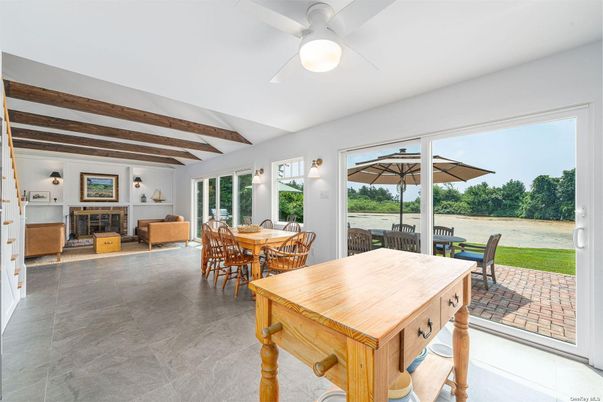 Dining room, Fireplace, Interior, Living room, Wooden Beams