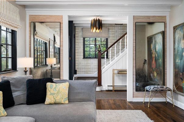 Interior, Living room, Stone Walls, Wood Texture Flooring