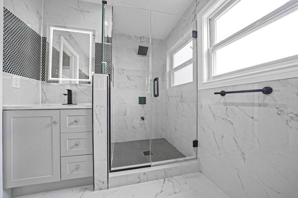 Bathroom, Glass Shower, Interior, Marble, Marble Walls