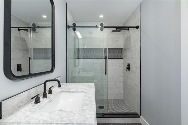 Bathroom, Glass Shower, Interior, Recessed Lighting