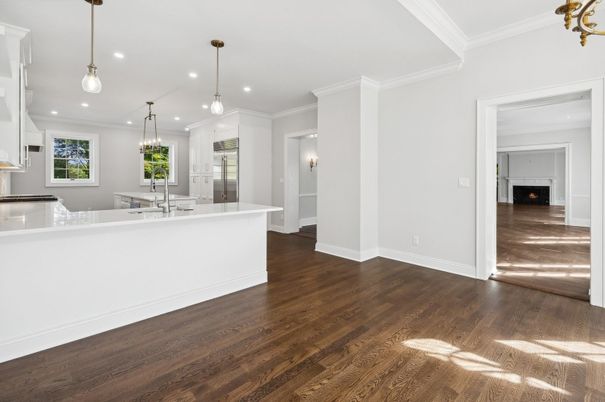 Interior, Kitchen, Pendant Lights, Recessed Lighting, Wood Texture Flooring