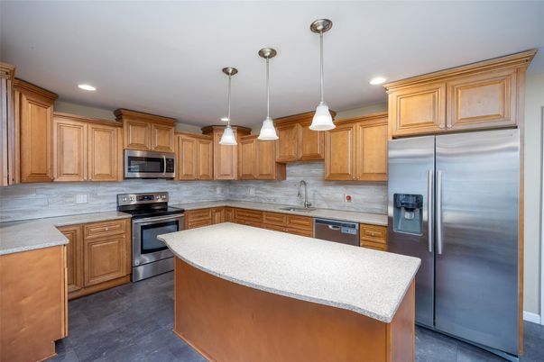 Interior, Kitchen, Pendant Lights, Recessed Lighting, Stainless Steel Appliances