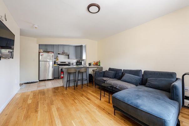 Interior, Kitchen, Living room, Stainless Steel Appliances, Wood Texture Flooring