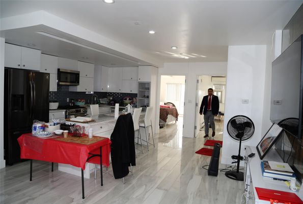 Dining room, Interior, Kitchen, Marble, Recessed Lighting, Wood Texture Flooring