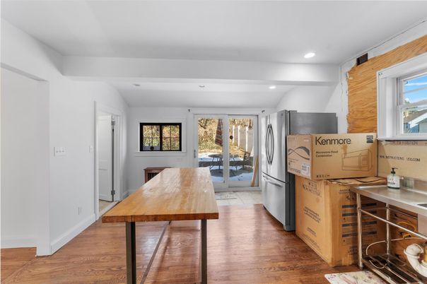 Interior, Kitchen, Recessed Lighting, Wood Texture Flooring