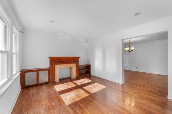 Chandelier, Empty room, Fireplace, Interior, Wood Texture Flooring