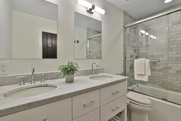 Bathroom, Dual Sink Vanities, Glass Shower, Interior