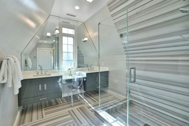 Bathroom, Dual Sink Vanities, Glass Shower, Interior, Recessed Lighting