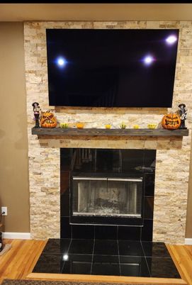 Fireplace, Interior, Stone Walls, Wood Texture Flooring