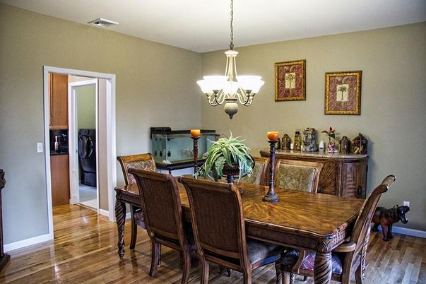 Chandelier, Dining room, Interior, Wood Texture Flooring