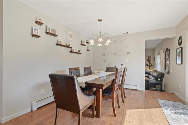 Chandelier, Dining room, Interior, Pendant Lights, Wood Texture Flooring