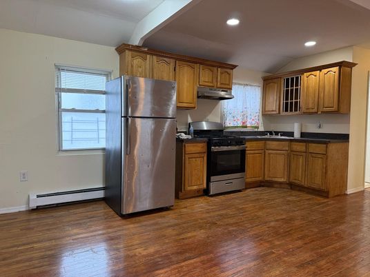Interior, Kitchen, Recessed Lighting, Wood Texture Flooring