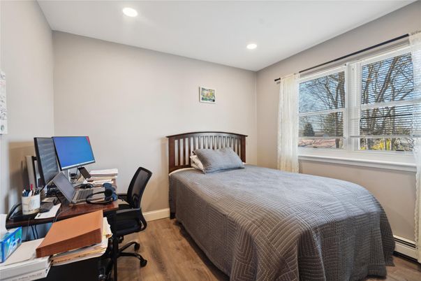 Bedroom, Home Office, Interior, Recessed Lighting, Wood Texture Flooring