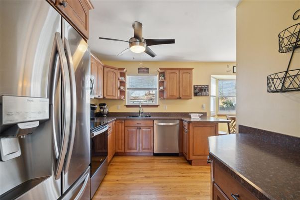 Interior, Kitchen, Stainless Steel Appliances, Wood Texture Flooring