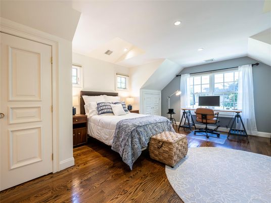 Bedroom, Home Office, Interior, Recessed Lighting, Wood Texture Flooring