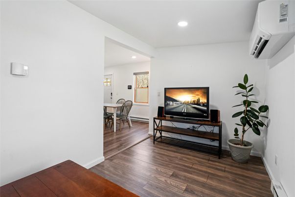 Dining room, Interior, Recessed Lighting, Wood Texture Flooring
