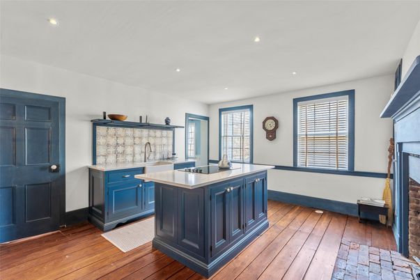 Interior, Kitchen, Recessed Lighting, Wood Texture Flooring