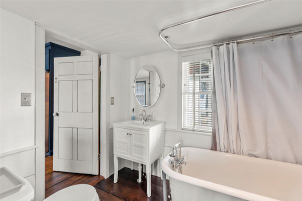 Bathroom, Free Standing Baths, Interior, Wood Texture Flooring