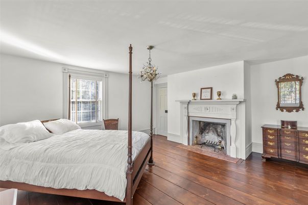 Bedroom, Fireplace, Interior, Wood Texture Flooring