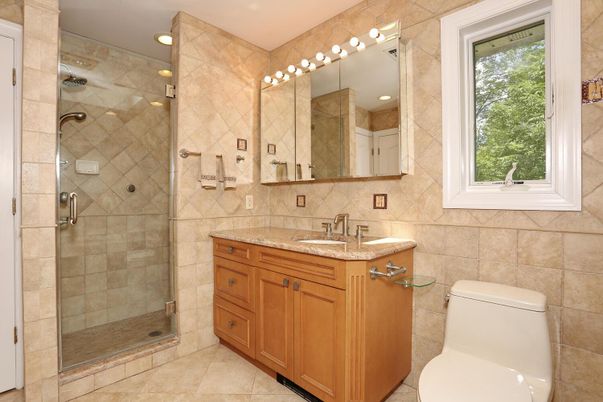 Bathroom, Glass Shower, Interior, Recessed Lighting