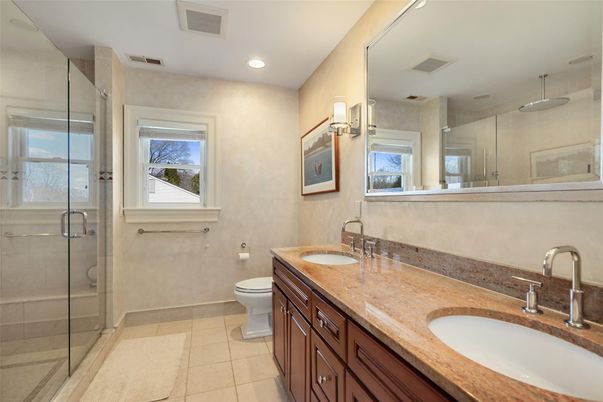 Bathroom, Dual Sink Vanities, Glass Shower, Interior, Recessed Lighting