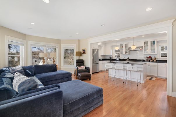 Interior, Kitchen, Living room, Pendant Lights, Recessed Lighting, Stainless Steel Appliances, Wood Texture Flooring