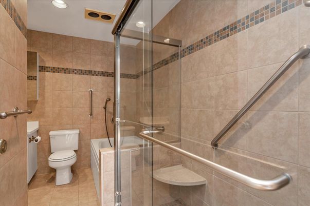 Bathroom, Glass Shower, Interior, Recessed Lighting