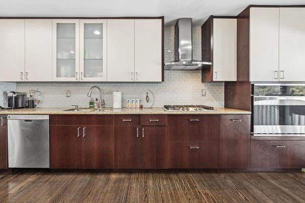 Interior, Kitchen, Stainless Steel Appliances, Wood Texture Flooring