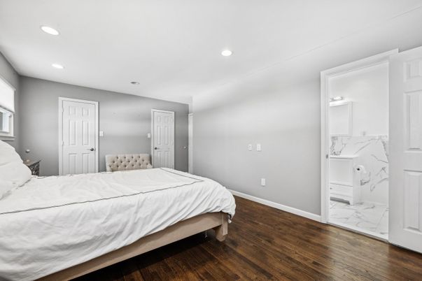Bedroom, Interior, Marble, Recessed Lighting, Wood Texture Flooring