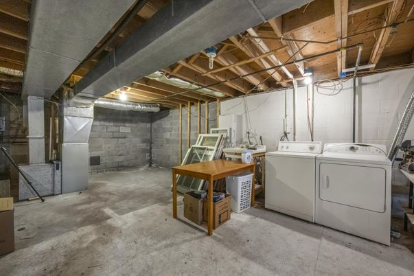 Interior, Stone Walls, Utility Closets, Washer, Wooden Beams