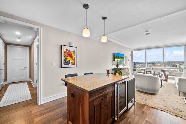 Dining room, Interior, Pendant Lights, Recessed Lighting, Wood Texture Flooring