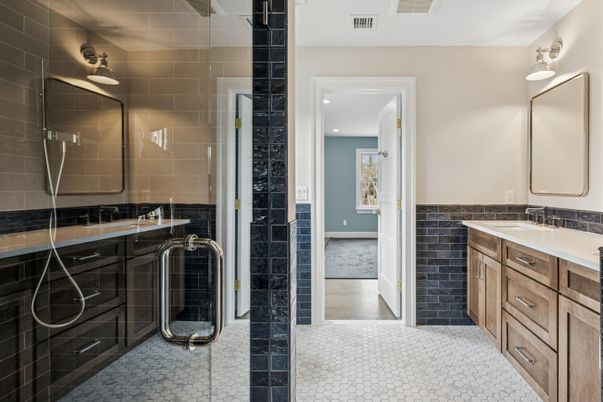 Bathroom, Dual Sink Vanities, Glass Shower, Interior