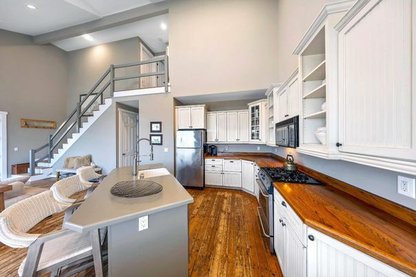 Interior, Kitchen, Recessed Lighting, Wood Texture Flooring