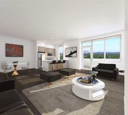 Dining room, Interior, Kitchen, Living room, Recessed Lighting, Stainless Steel Appliances, Wood Texture Flooring