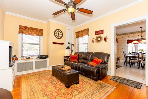 Dining room, Interior, Living room, Pendant Lights, Wood Texture Flooring