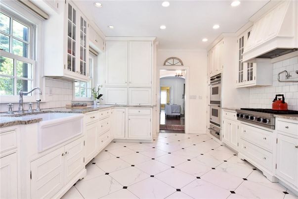 Interior, Kitchen, Marble, Recessed Lighting, Stainless Steel Appliances